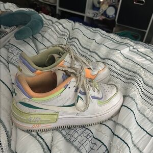 Nike White and Orange Athletic Shoes Low-Top Design